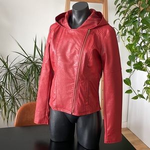 Jack by BB Dakota “Hit the Bricks” Red Vegan Leather Moto Jacket - M